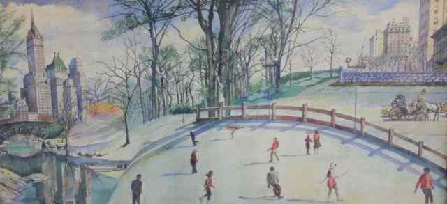 Appraisal: BUONGIORNO W C of Central Park Ice Skaters Signed lower