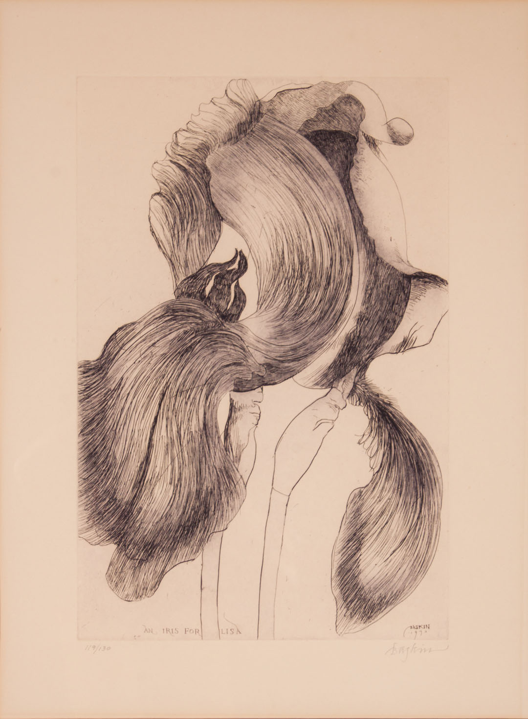 Appraisal: Leonard Baskin An Iris for Lisa etching American - ed