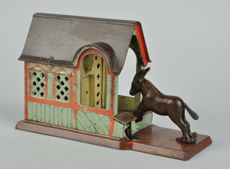 Appraisal: Mule Entering Barn Mechanical Bank Manufactured by J E Stevens