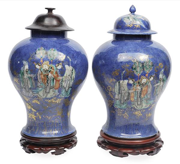 Appraisal: A PAIR OF CHINESE VASES WITH COVERS KANGXI MARK AND