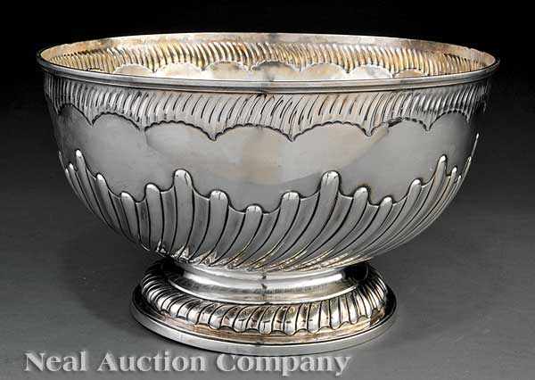 Appraisal: A Fine Large English Sterling Silver Punch Bowl William Gibson