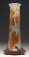 Appraisal: GALLE CAMEO VASE Nice Galle vase has deep amber windowpane