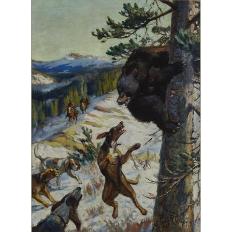 Appraisal: Philip Russell Goodwin - BRUIN S DILEMMA CIRCA Oil on