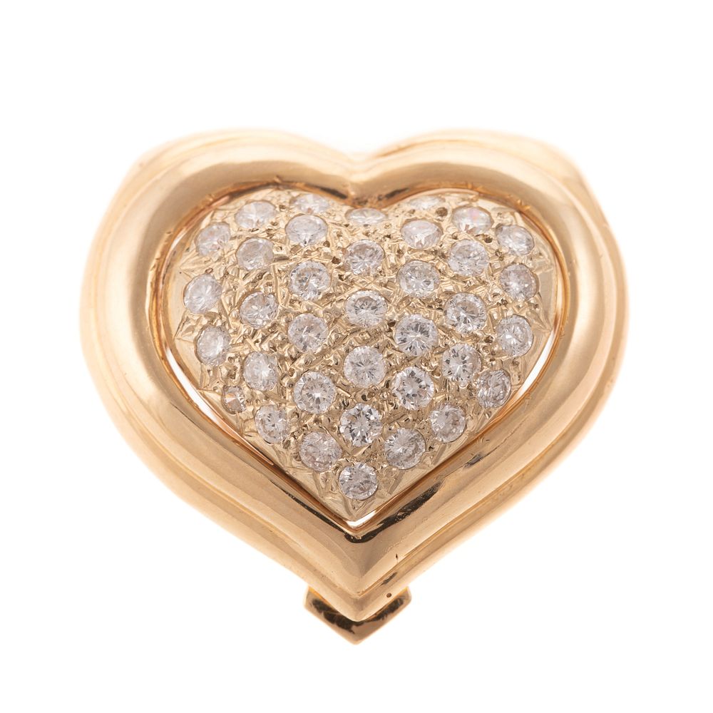 Appraisal: A Diamond Heart Slide Pendant in K K yellow gold