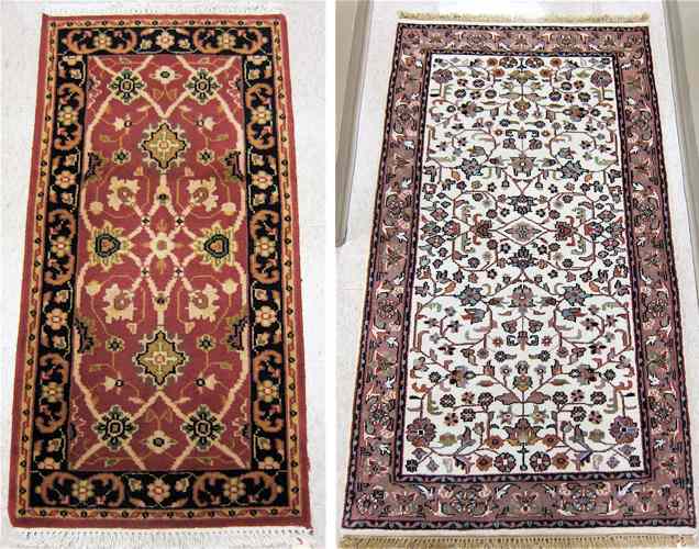 Appraisal: TWO HAND KNOTTED ORIENTAL AREA RUGS Indo-Kashans overall floral design