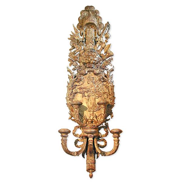 Appraisal: A superb George II style giltwood girandole height ft in