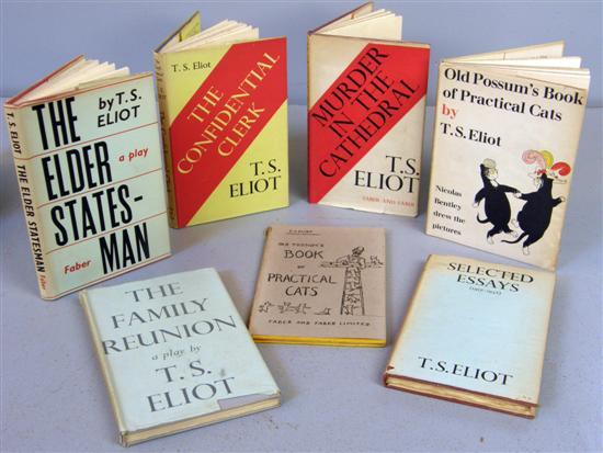 Appraisal: T S Eliot seven vols including first editions of The