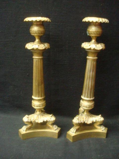 Appraisal: Pair of Gilt Bronze French Neoclassical Candlesticks Dimensions high each