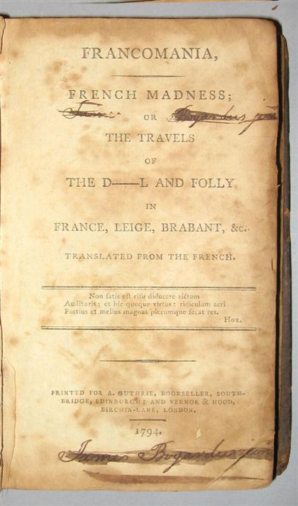 Appraisal: vol Francomania French Madness or The Travels of The D