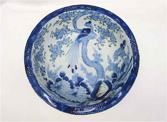 Appraisal: CHINESE BLUE AND WHITE PORCELAIN BOWL hand painted under glaze