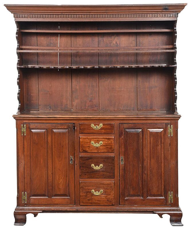 Appraisal: American Chippendale Walnut Pewter Cupboard Pennsylvania th century with restorations