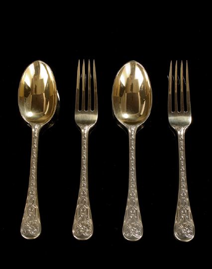 Appraisal: Good Twenty-Eight-Piece George V Sterling Silver Gilt Dessert Service hallmarked