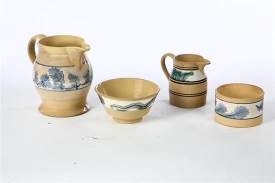 Appraisal: FOUR PIECES OF YELLOWWARE American nd half- th century All