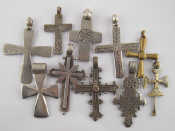 Appraisal: A mixed lot comprising ten coptic crosses largest approx cm