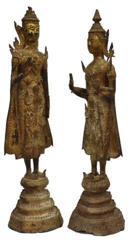 Appraisal: lot of Thai gilt bronze Buddhist figures in headdresses and