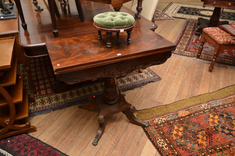 Appraisal: AN ANTIQUE STYLE FLIP TOP GAMES TABLE AN ANTIQUE STYLE