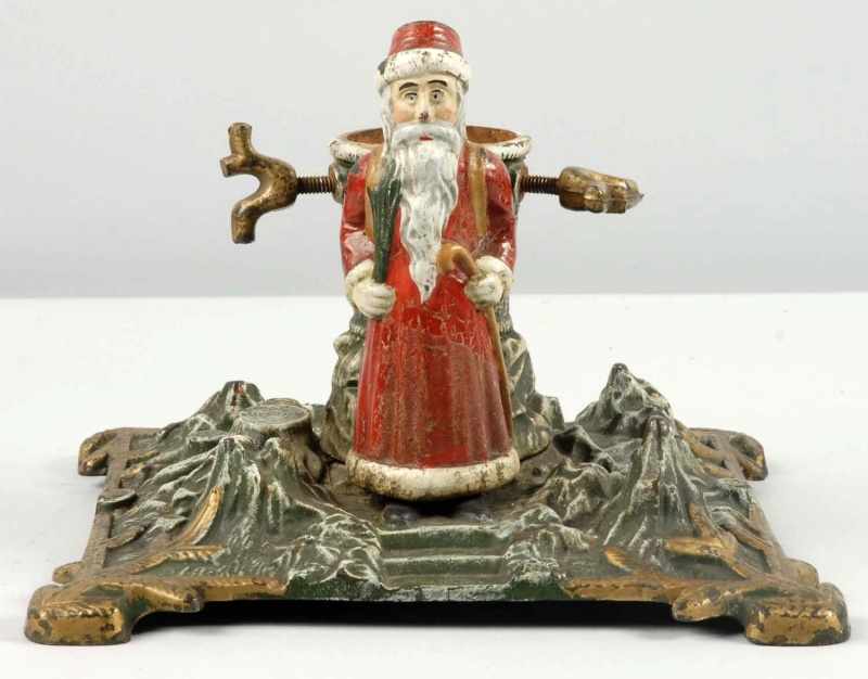 Appraisal: Cast Iron Santa Claus Christmas Tree Stand Description German Marked