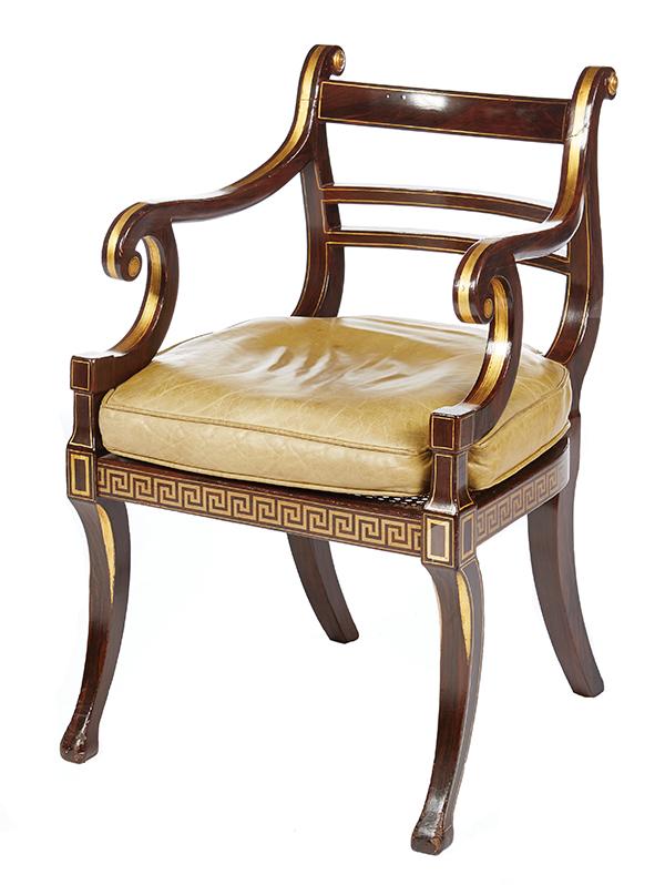 Appraisal: A REGENCY PERIOD BEECHWOOD ELBOW CHAIR PAINTED WITH SIMULATED ROSEWOOD