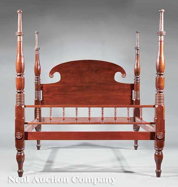 Appraisal: A French West Indies Carved Mahogany Four Poster Bed c