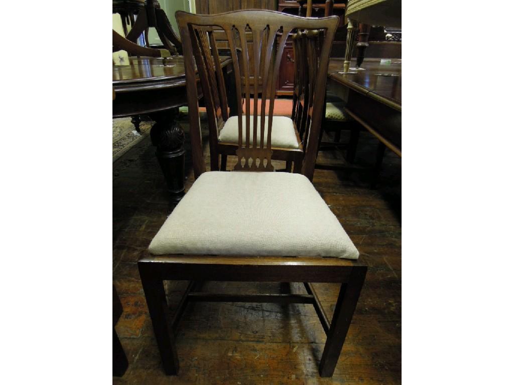 Appraisal: A set of six Georgian style mahogany dining chairs with