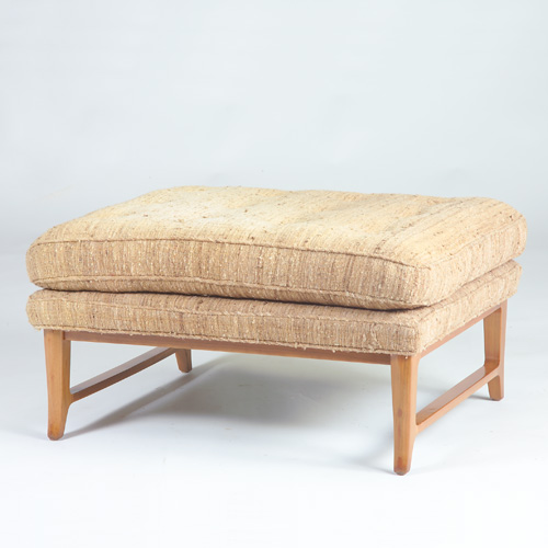 Appraisal: DUNBAR Large Janus Collection ottoman with original tufted silk tweed