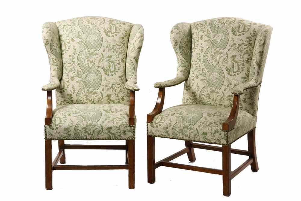 Appraisal: PAIR WINGCHAIRS - Pair of Contemporary Wingchairs in Hepplewhite Style