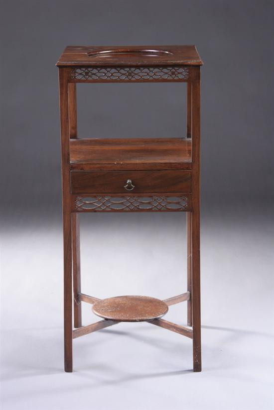 Appraisal: GEORGE II CHINESE CHIPPENDALE MAHOGANY WASH STAND th century Square