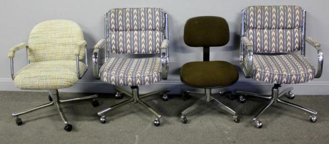 Appraisal: Set of Midcentury Office Chairs Including a brown Steelcase labeled