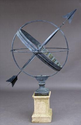 Appraisal: NEOCLASSICAL-STYLE LEAD GARDEN ARMILLARY SPHERE The openwork orb with central