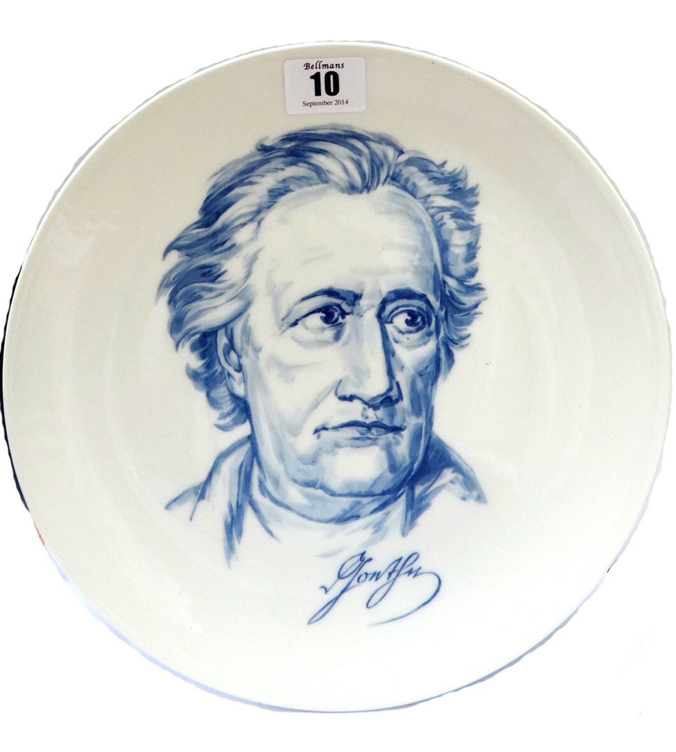 Appraisal: A Meissen plate decorated in blue with a portrait bust