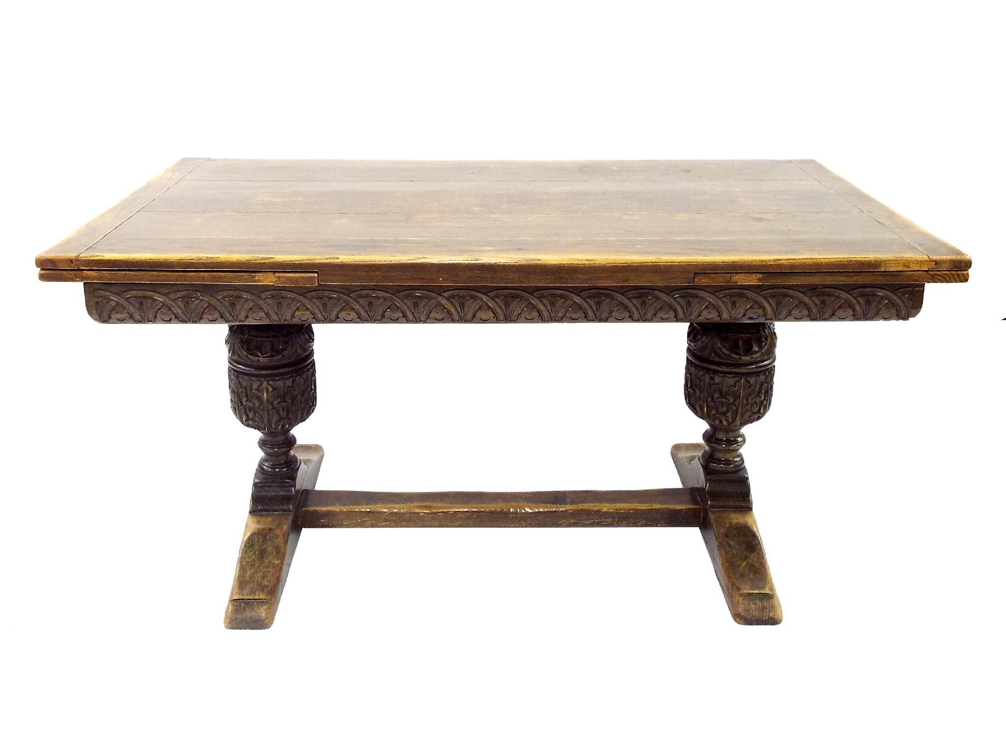 Appraisal: Good Jacobean style oak draw leaf refectory table upon bold