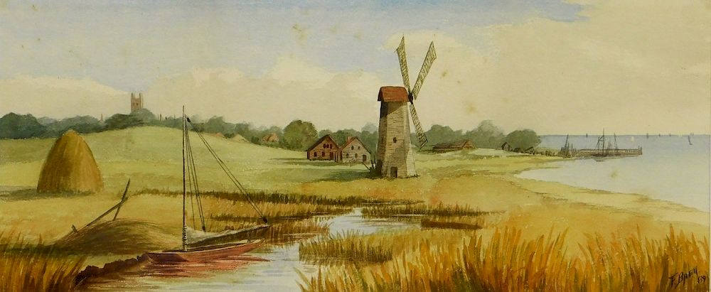 Appraisal: C Fritz Baer Coastal Landscape Farm Painting Germany - Farm