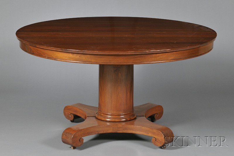 Appraisal: American Empire-style Mahogany Extension Dining Table circular top opening to