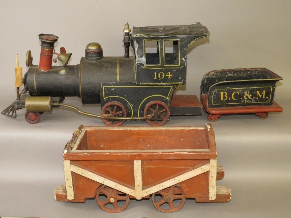 Appraisal: HOMECRAFTED RIDE-ON TOY STEAM ENGINE TENDER WITHca pre- painted with