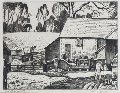 Appraisal: Ethelbert White - Farm Yard Signed and titled also numbered