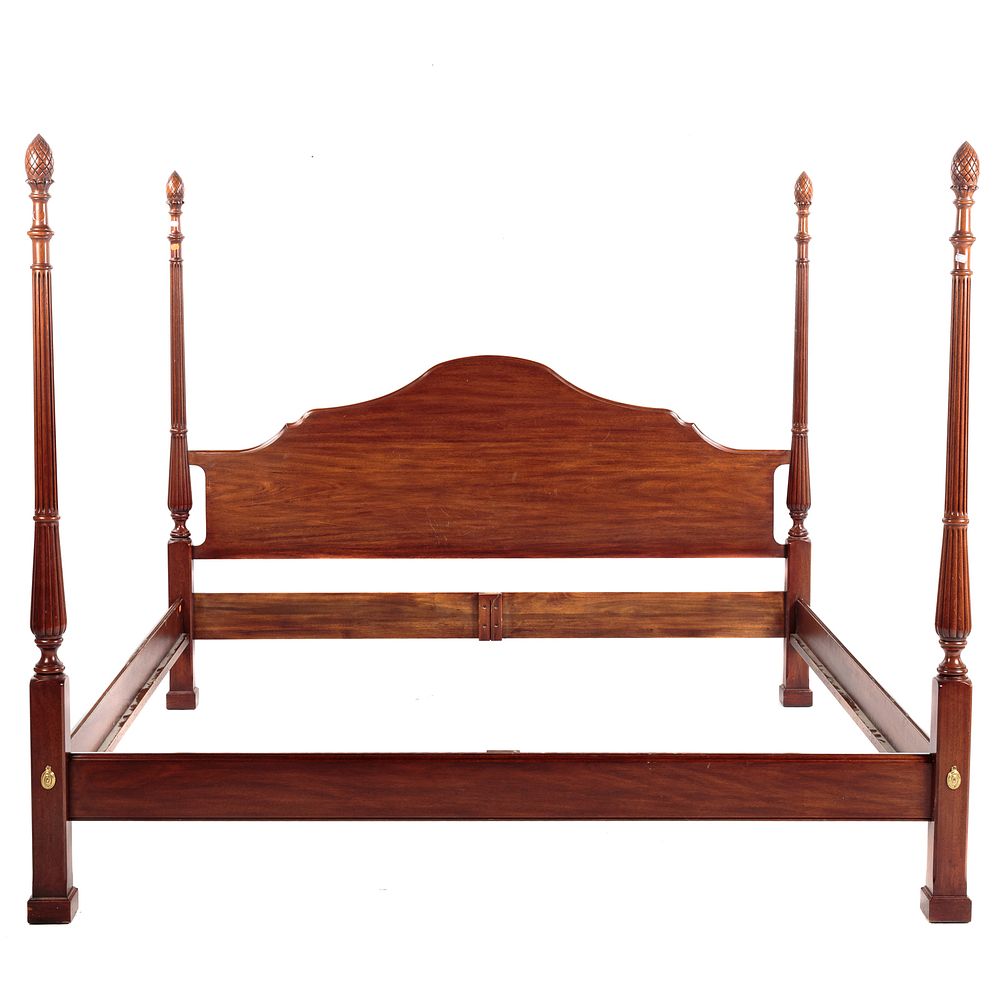 Appraisal: Henkel Harris Mahogany King-Size Poster Bed Circa solid mahogany with