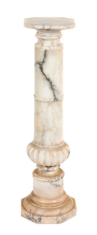 Appraisal: A Continental White Marble Pedestal Height inches A Continental White