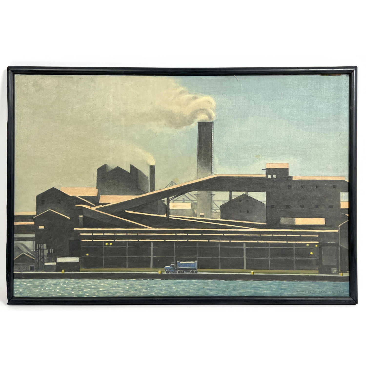 Appraisal: Thomas Morrison Marker Painting on Board Great Lakes Steel from