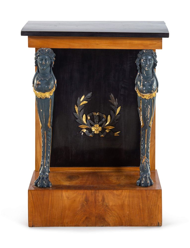 Appraisal: An Empire Style Painted and Parcel Gilt Walnut Console Table