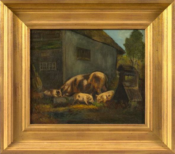 Appraisal: After George Moreland British - Pigs oil on canvas x