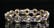 Appraisal: Link Bracelet with Rubies and Diamonds Flexible link Kt two-tone