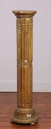 Appraisal: NEOCLASSICAL-STYLE GILTWOOD COLUMN-FORM PEDESTAL The round molded top over stop-fluted