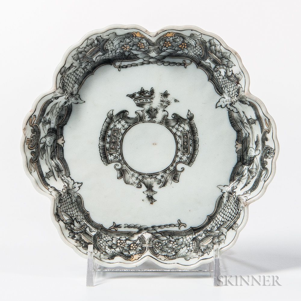 Appraisal: Small Export Porcelain Armorial Dish Small Export Porcelain Armorial Dish