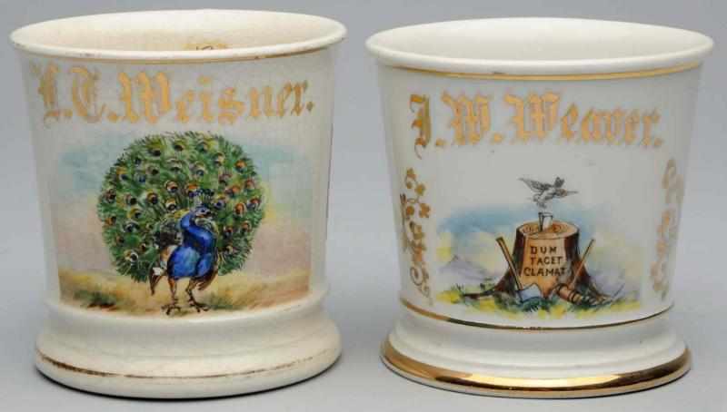 Appraisal: Lot of Shaving Mugs Includes one mug with a peacock