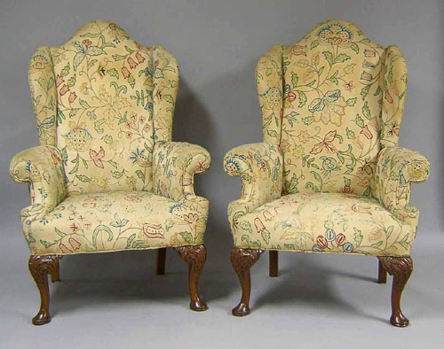 Appraisal: Pair of Queen Anne style wing chairs