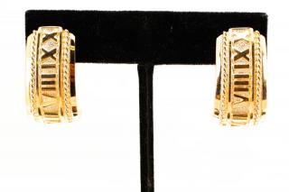 Appraisal: Pair k Yellow Gold Roman Numeral Earrings A pair of