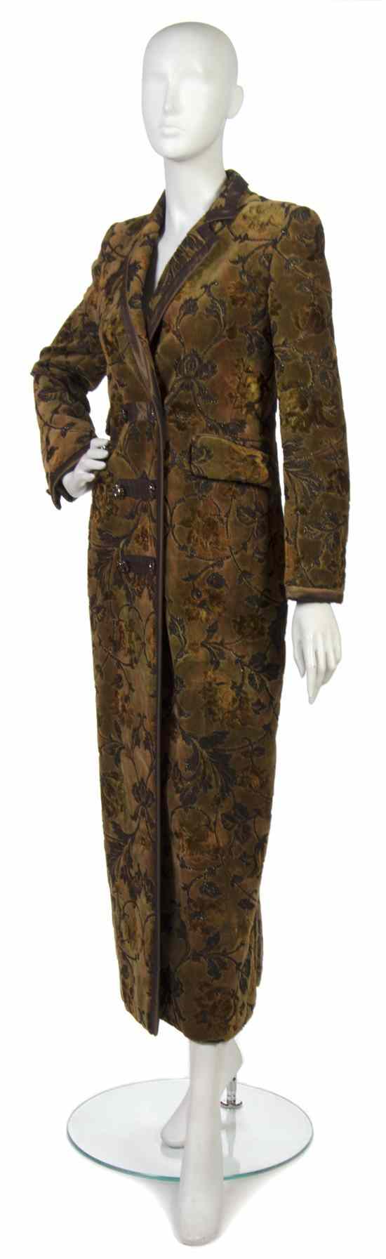 Appraisal: A Nina Ricci Green Floral Velvet Evening Jacket Labeled Nina