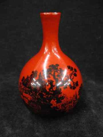 Appraisal: Royal Doulton Rouge Flambe Bud Vase black wood cut decoration