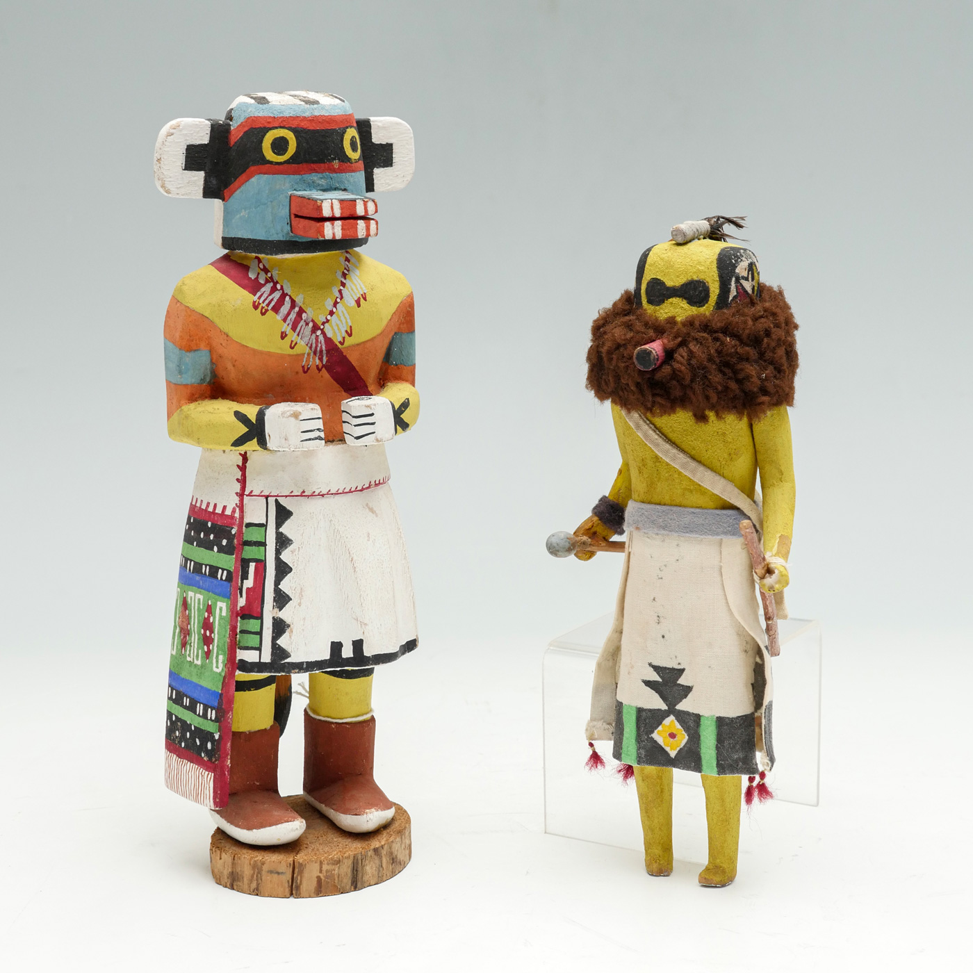 Appraisal: ZUNI HOPI KATSINA DOLLS Zuni warrior Katsina doll painted yellow