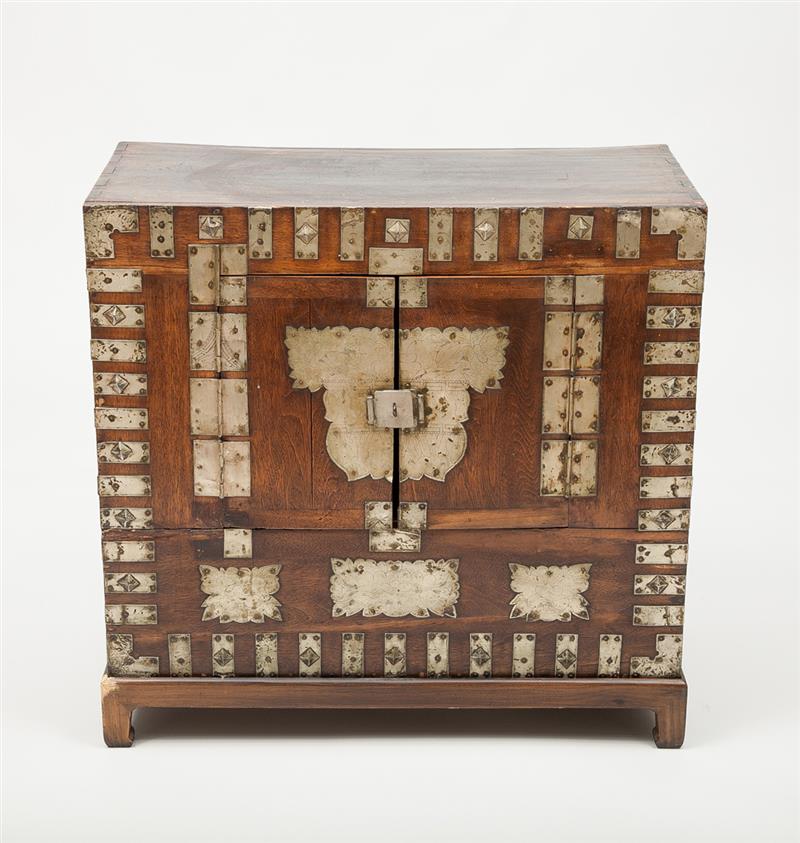 Appraisal: Korean Metal-Mounted Hardwood Cabinet on Stand x x in Estimate